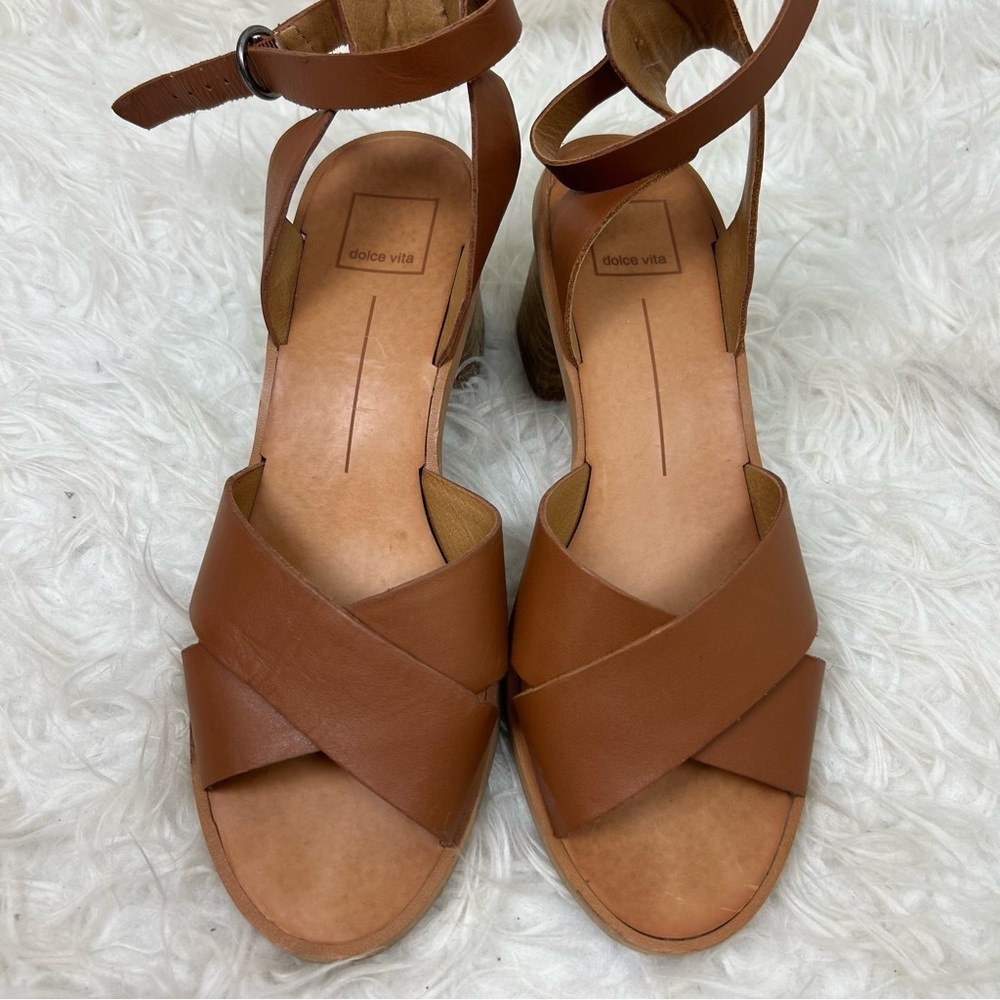 Dolce Vita Tan Strappy Leather Block heel sandals size: 9 1/2 - Picture 2 of 8